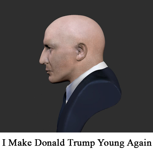 Shaven headed, healthy Donald Trump